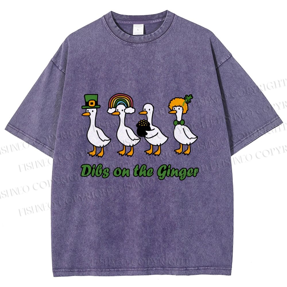 Unisex Dibs on the Ginger Geese in St. Patrick's Day Printed Washed Tee