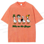 Unisex Dibs on the Ginger Geese in St. Patrick's Day Printed Washed Tee