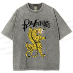 Unisex Be Fearless Leopard Printed Washed Tee