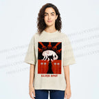 Unisex Blind Spot Wolf Printed Washed Tee