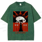 Unisex Blind Spot Wolf Printed Washed Tee