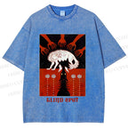 Unisex Blind Spot Wolf Printed Washed Tee