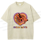 Unisex Wolf's Wild Love Printed Washed Tee