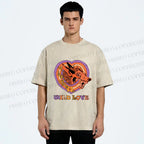 Unisex Wolf's Wild Love Printed Washed Tee