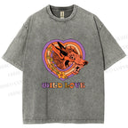 Unisex Wolf's Wild Love Printed Washed Tee