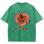 Unisex Wolf's Wild Love Printed Washed Tee