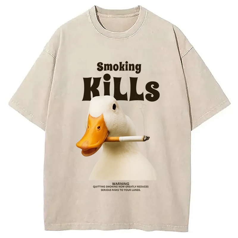 Goose Smoking Funny Meme  Washed T-Shirt