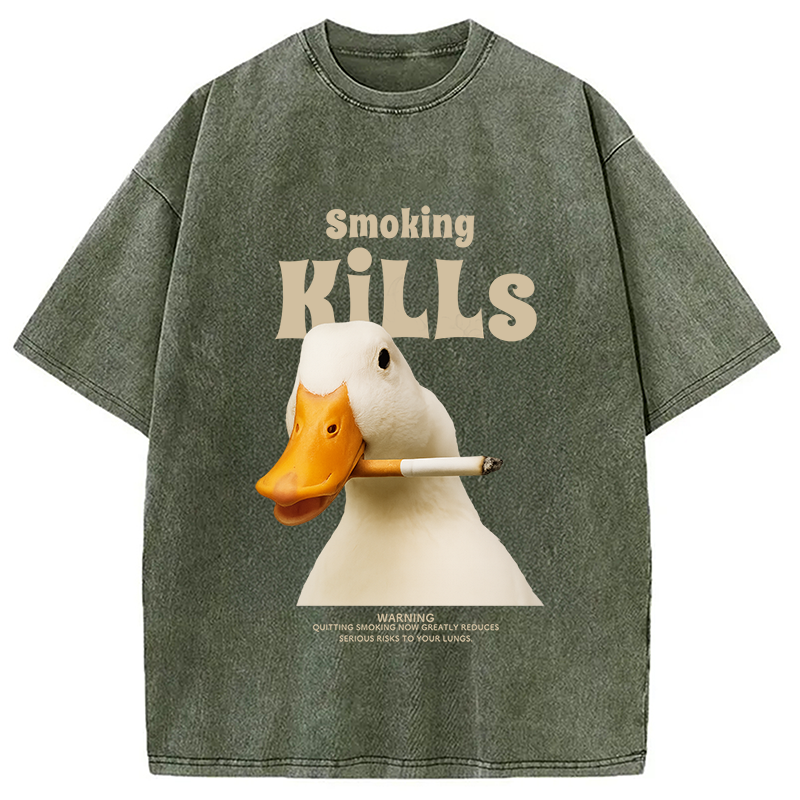 Goose Smoking Funny Meme  Washed T-Shirt