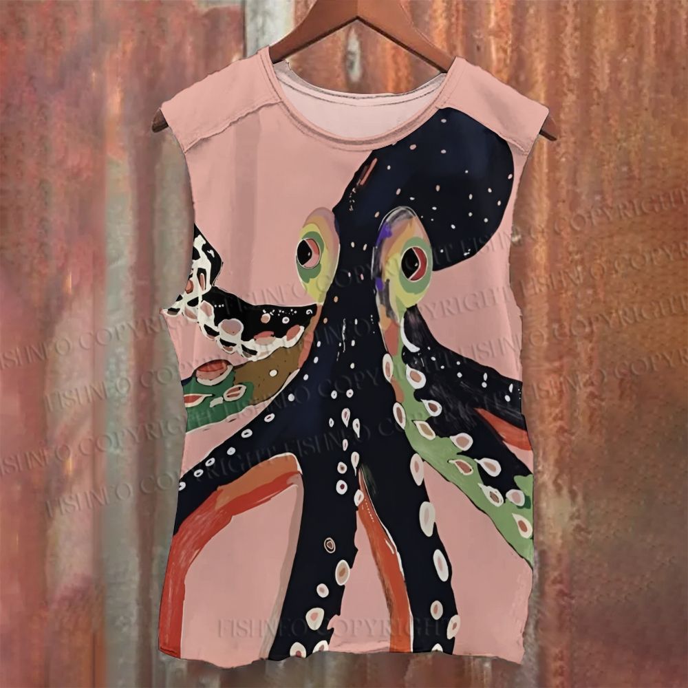 Unisex Casual Octopus Printed Tank Top