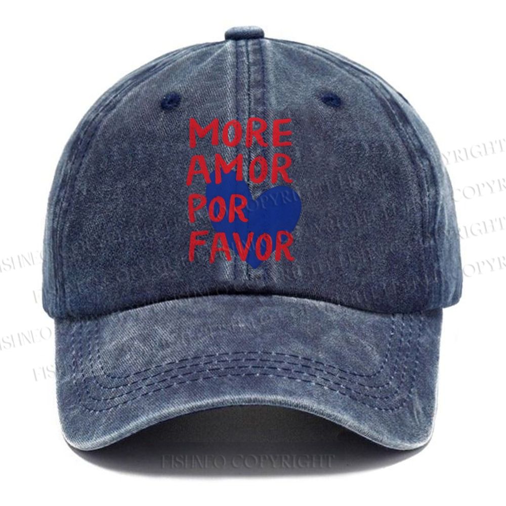 Unisex Vintage Casual More Amor Por Favor Washed Cap
