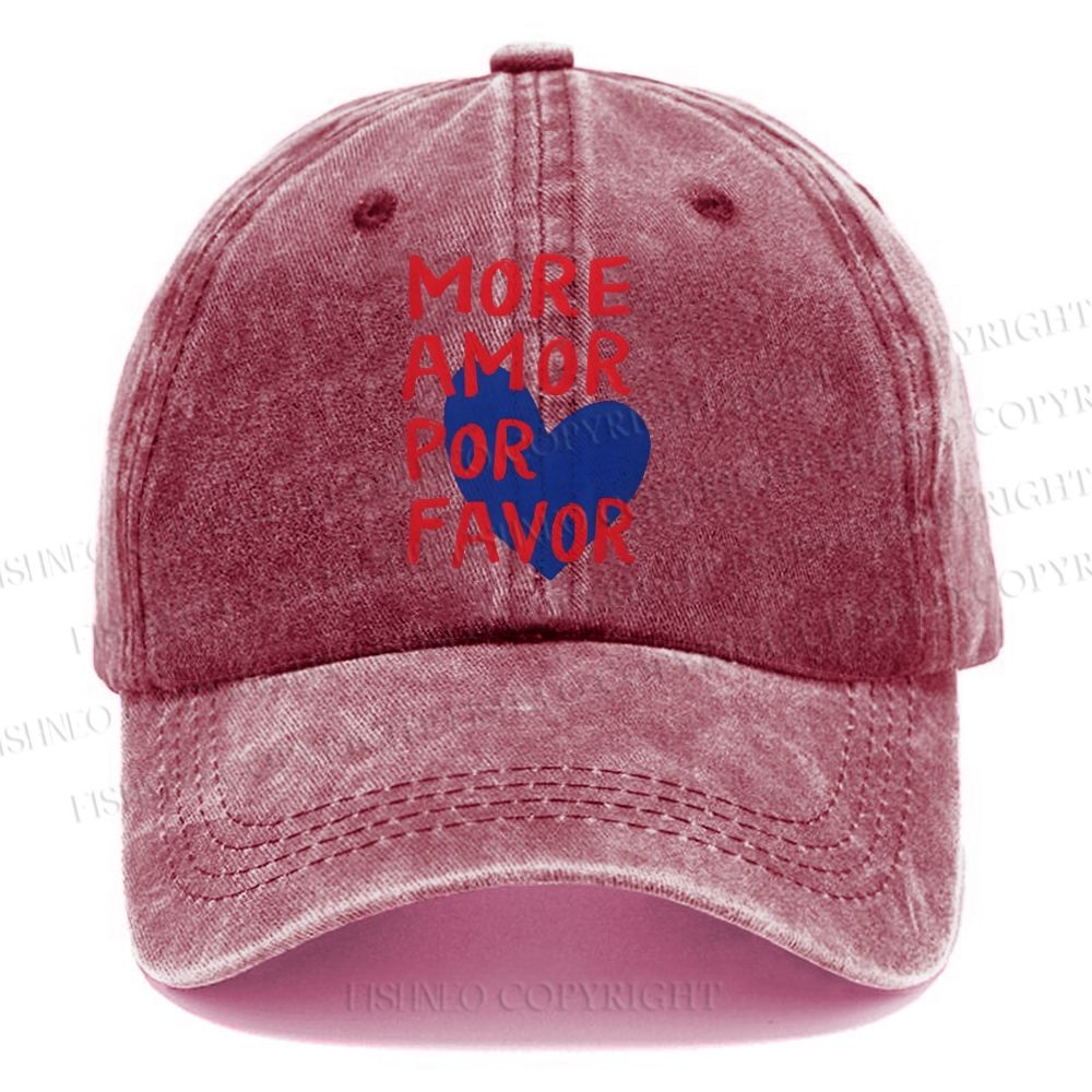Unisex Vintage Casual More Amor Por Favor Washed Cap