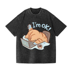 Unisex Cat Printed Washed Tee
