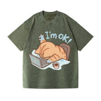 Unisex Cat Printed Washed Tee