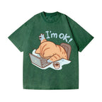 Unisex Cat Printed Washed Tee