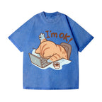 Unisex Cat Printed Washed Tee