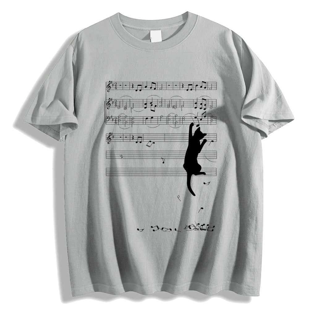 Cat and Musical notation Classic T-Shirt