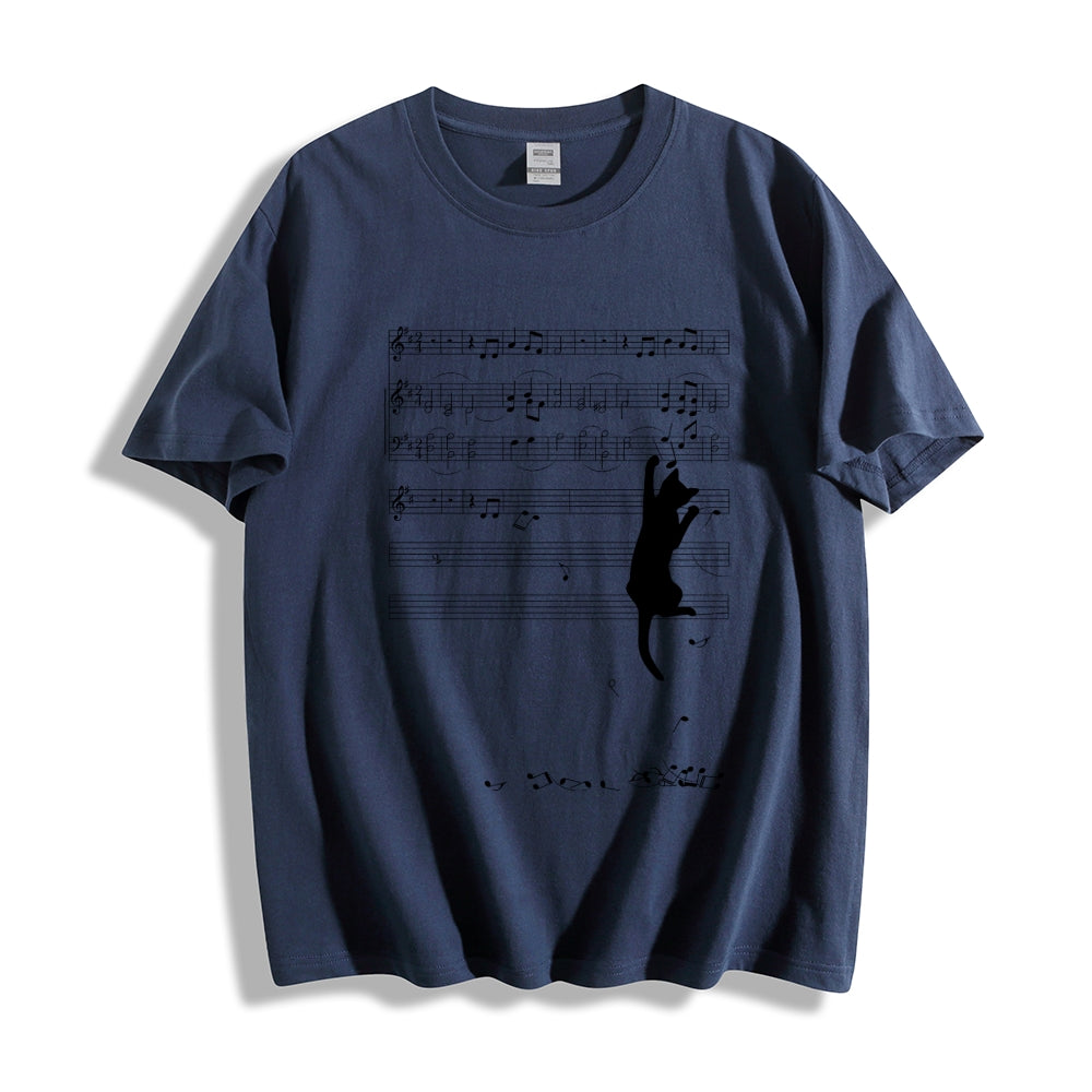 Cat and Musical notation Classic T-Shirt