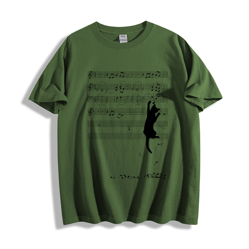 Cat and Musical notation Classic T-Shirt