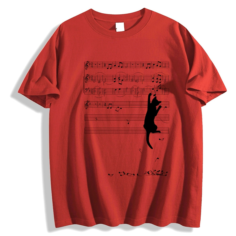 Cat and Musical notation Classic T-Shirt