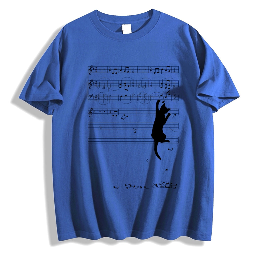 Cat and Musical notation Classic T-Shirt