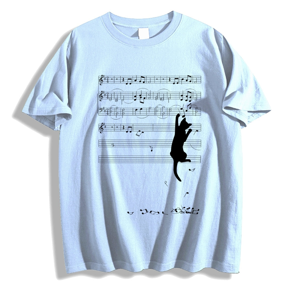Cat and Musical notation Classic T-Shirt
