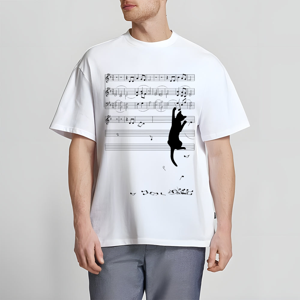 Cat and Musical notation Classic T-Shirt
