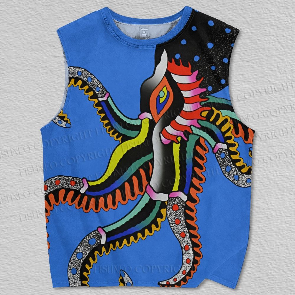 Unisex Octopus in Sea Printed Tank Top