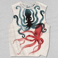Unisex Two-Color Ink Octopus Printed Tank Top