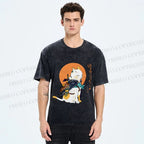 Unisex Zelda Cat Japanese Printed Washed Tee