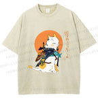Unisex Zelda Cat Japanese Printed Washed Tee