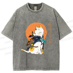 Unisex Zelda Cat Japanese Printed Washed Tee