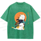 Unisex Zelda Cat Japanese Printed Washed Tee