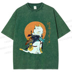 Unisex Zelda Cat Japanese Printed Washed Tee
