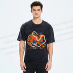 Unisex Panther Struggling Printed Washed Tee