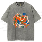 Unisex Panther Struggling Printed Washed Tee
