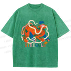 Unisex Panther Struggling Printed Washed Tee