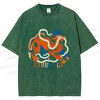 Unisex Panther Struggling Printed Washed Tee