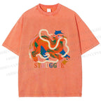 Unisex Panther Struggling Printed Washed Tee