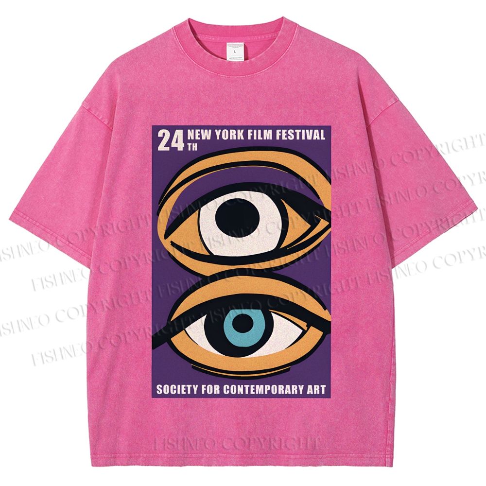Unisex Geometric Art Eyes Art Festival Printed Washed Tee