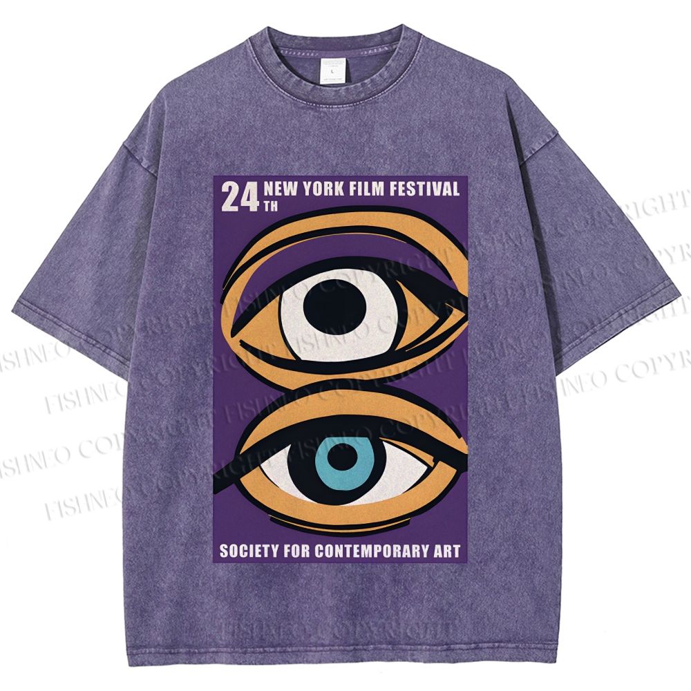 Unisex Geometric Art Eyes Art Festival Printed Washed Tee