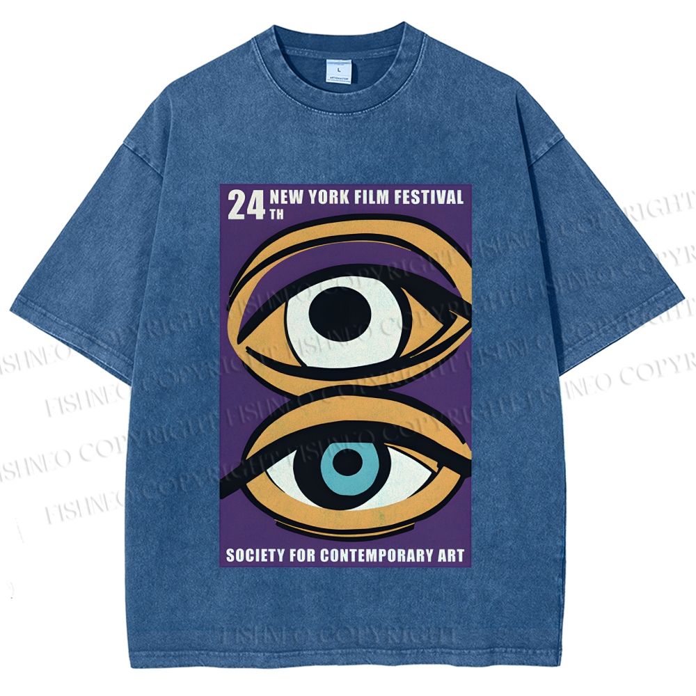 Unisex Geometric Art Eyes Art Festival Printed Washed Tee
