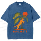 Unisex Panther in Summer Printed Washed Tee