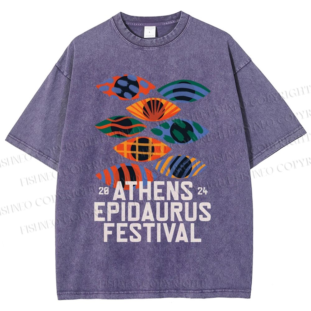 Unisex Abstract Art Eyes Art Festival Printed Washed Tee