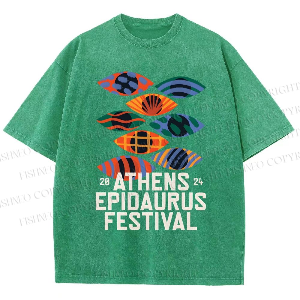 Unisex Abstract Art Eyes Art Festival Printed Washed Tee