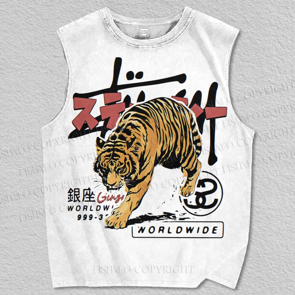 Unisex Ginza Tiger Printed Tank Top
