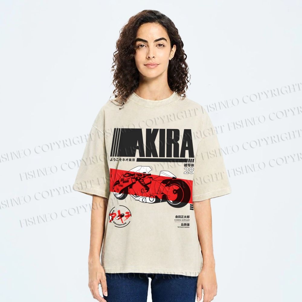 Unisex Akira Printed Washed Tee