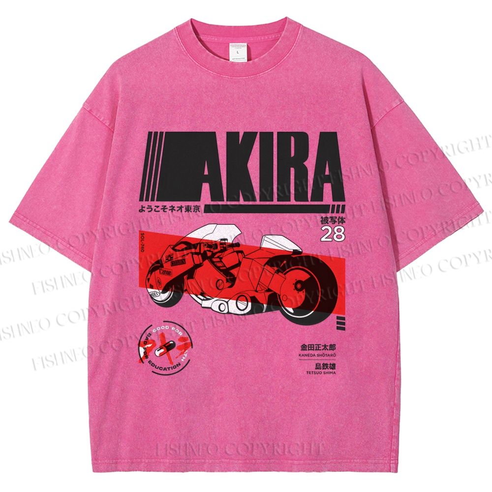 Unisex Akira Printed Washed Tee
