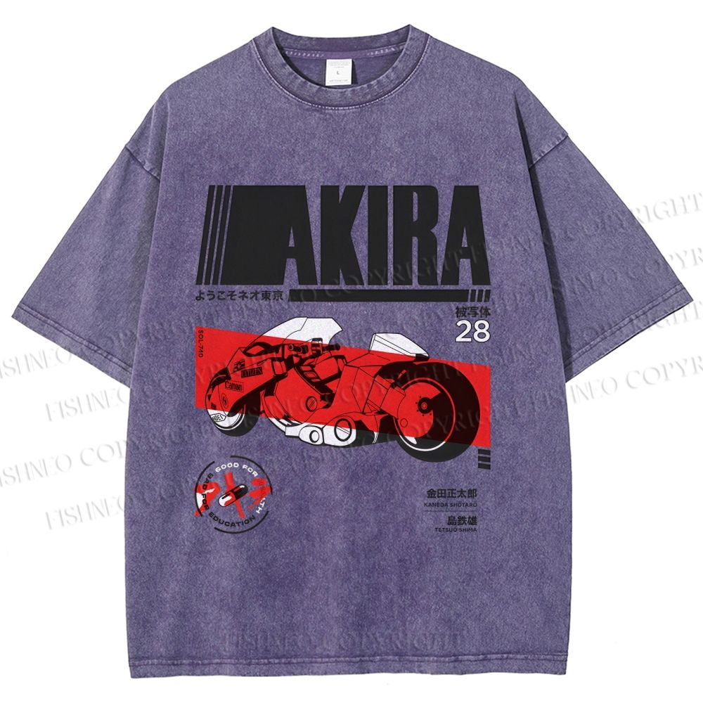 Unisex Akira Printed Washed Tee