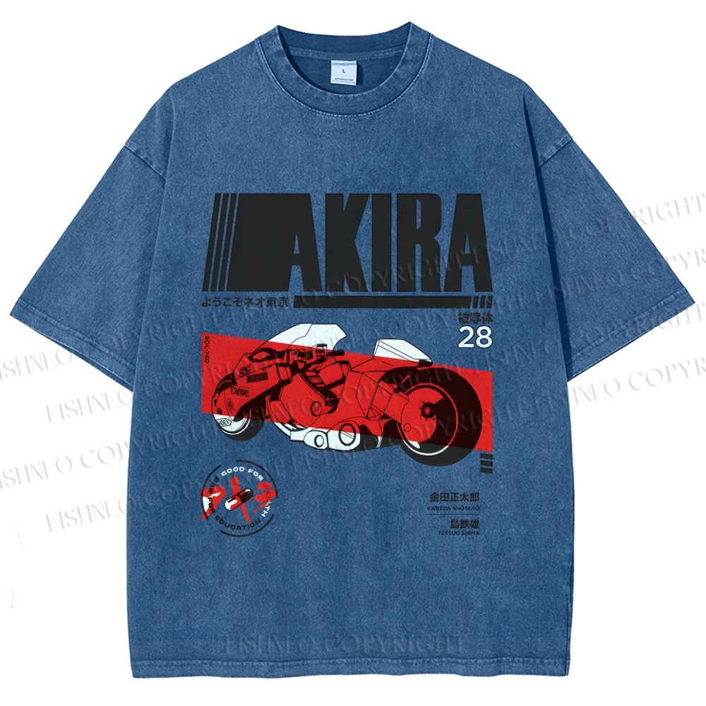 Unisex Akira Printed Washed Tee