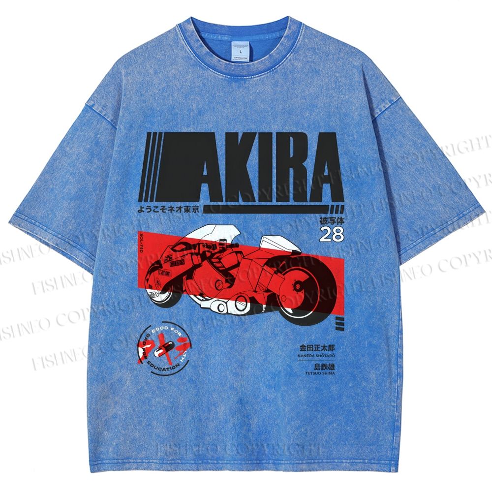Unisex Akira Printed Washed Tee